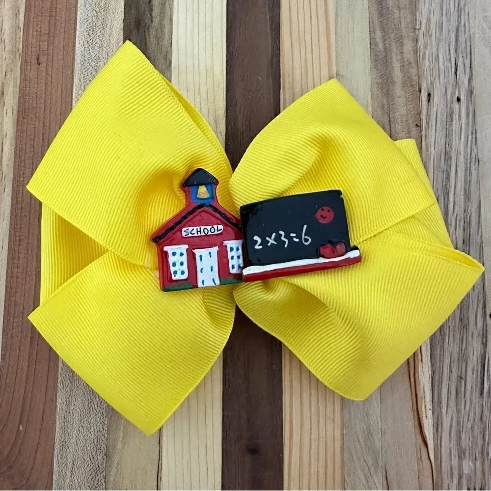 School yellow hair bow